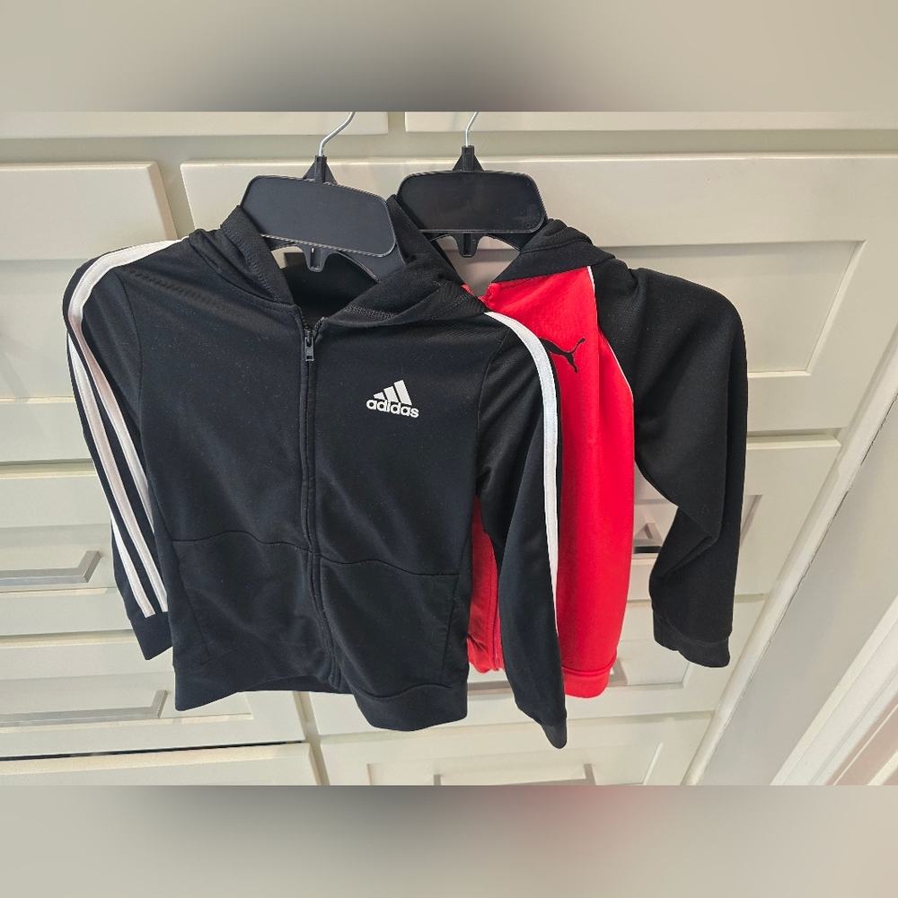 2 BOYS fleece Lined Sports Jackets, ADIDAS & PUMA! PERFECT FOR YOUR ACTIVE ONE!